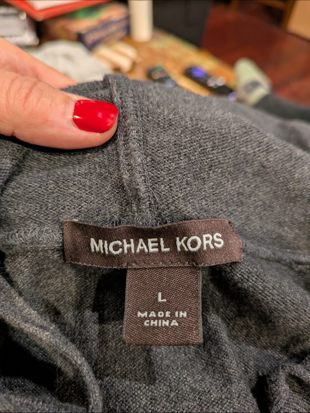 Michael Kors Charcoal Gray Knit Top - Logo Tag